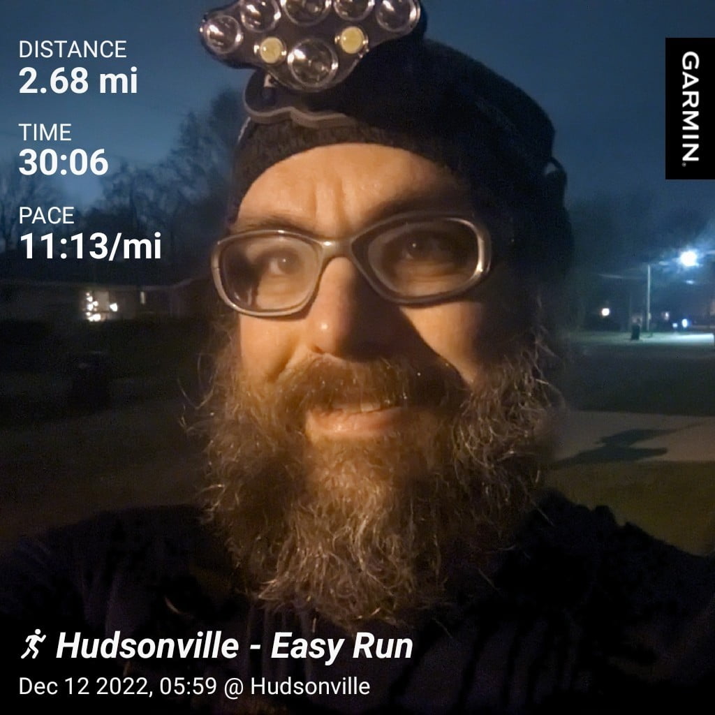 Distance: 2.68 miles, Time: 30:06, Pace: 11:13 min/mile | Hudsonville - Easy Run / Morning Street Selfie